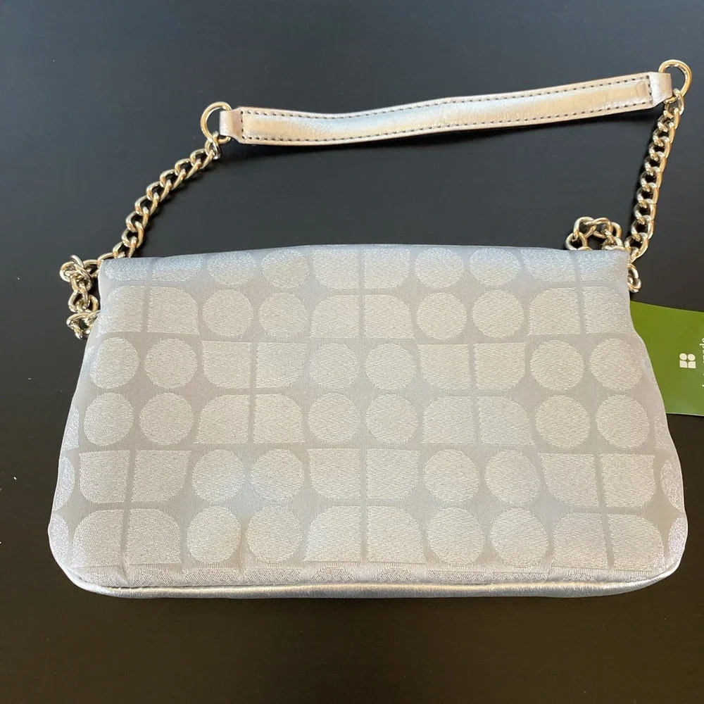 NWT‎ Kate Spade Women Mini Mirra Handbag Shoulder Bag Silver Geometric Chain